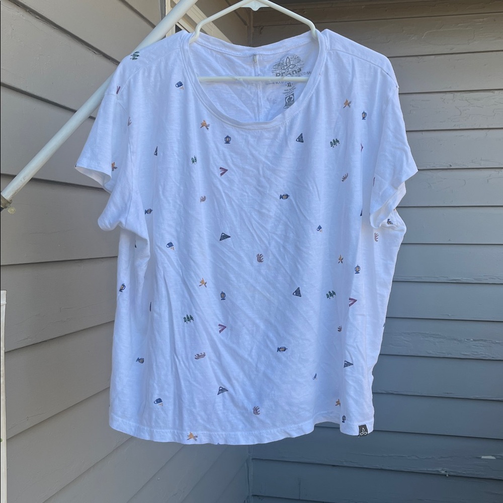 Prana Graphic White Tee XL